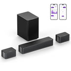 ULTIMEA 5.1 Virtual Surround Soundbar, 3D Surround Sound System, Soundbar for TV with Subwoofer and Rear Speakers, Poseidon D50