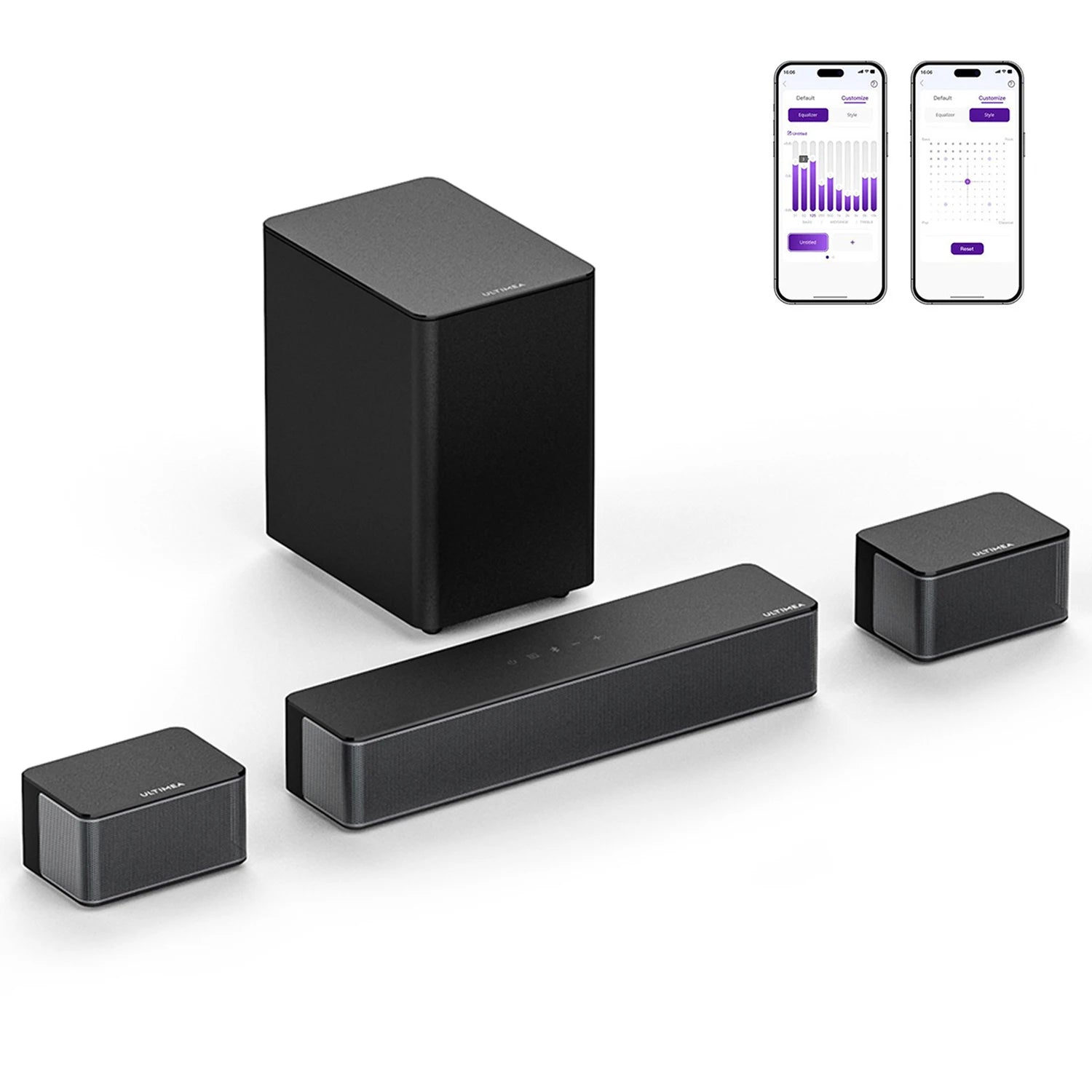 ULTIMEA 5.1 Virtual Surround Soundbar, 3D Surround Sound System, Soundbar for TV with Subwoofer and Rear Speakers, Poseidon D50