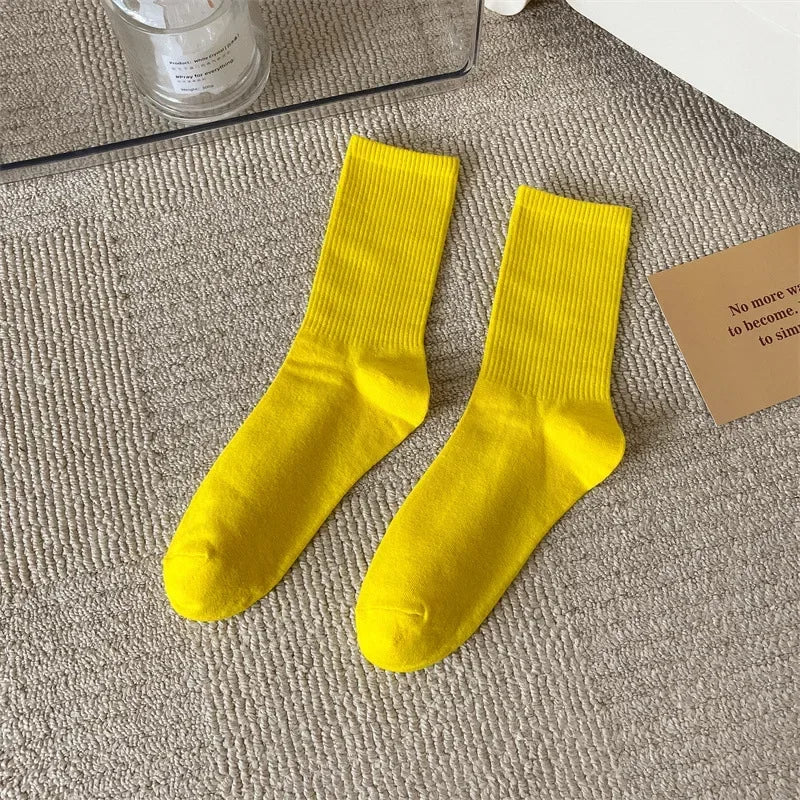 33 Colors Summer Cotton Soft Socks Happy Colorful Women's Mid-tube Stocking Fashion Trend Red Green Ankle Sox Autumn Hosiery