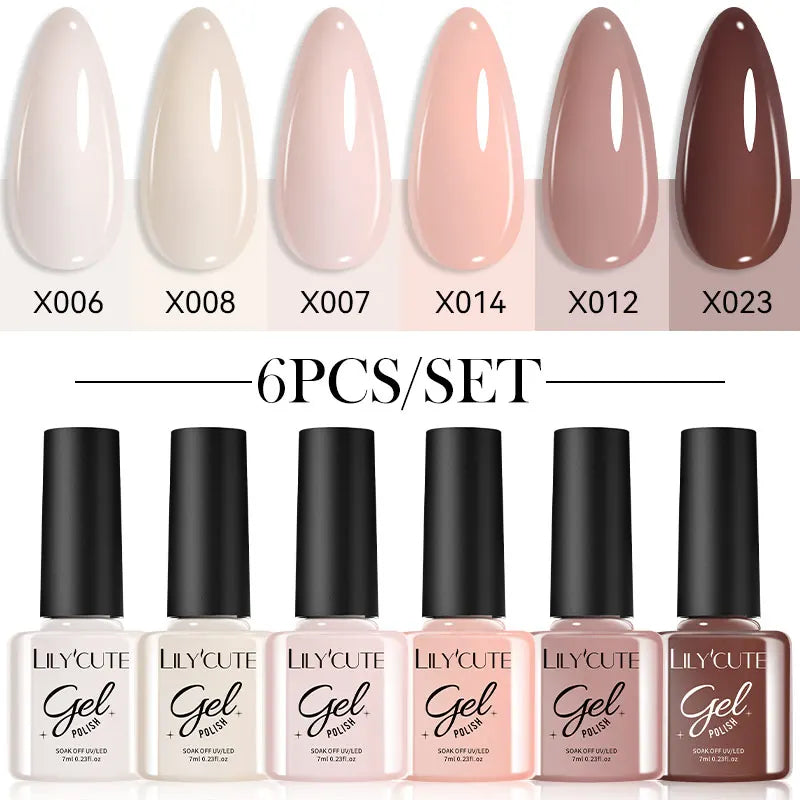 LILYCUTE Nail Gel Polish Set Pink Green Spring DIY Nail Art Design Long Lasting Soak Off UV Gel Manicure Painting Gel Vernis Kit