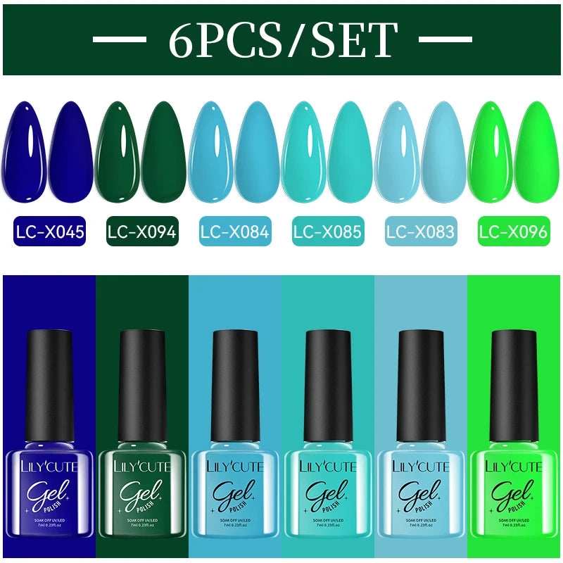 LILYCUTE Nail Gel Polish Set Pink Green Spring DIY Nail Art Design Long Lasting Soak Off UV Gel Manicure Painting Gel Vernis Kit