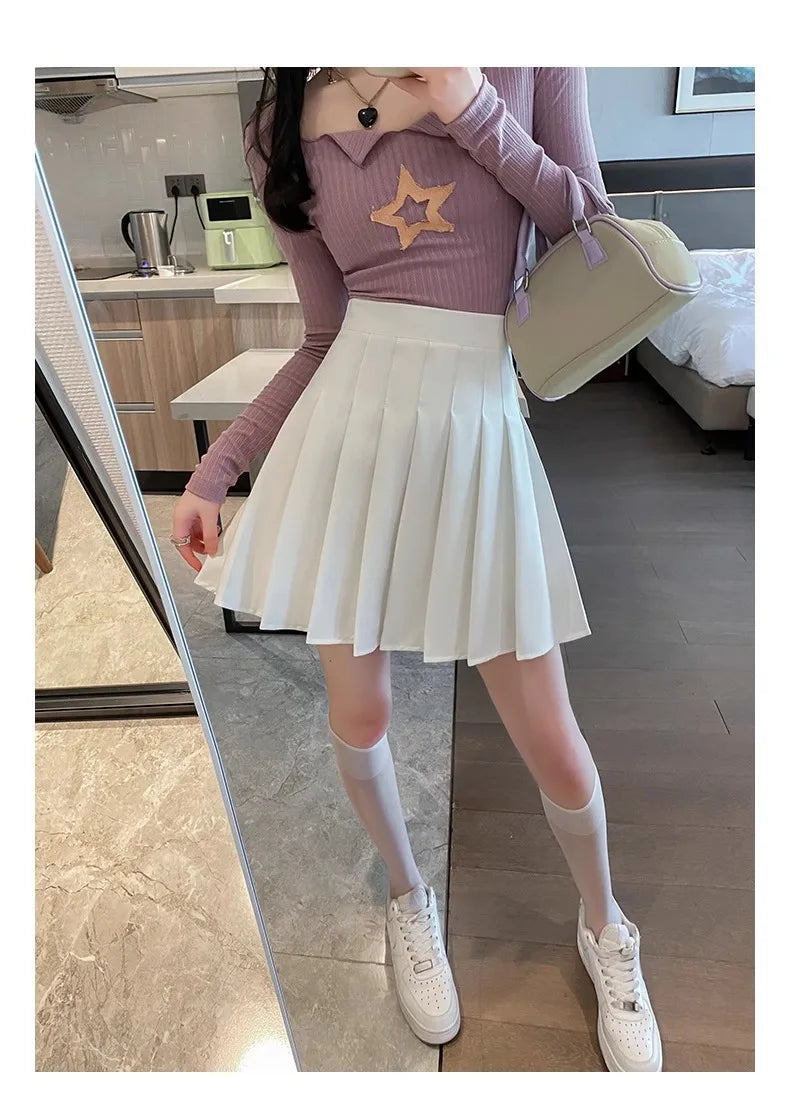 Vintage Korean Style Patchwork Skirt Harajuku JK Black Pleated Skirts Gothic Streetwear High Waist Mini Skirt Women Punk Skirt