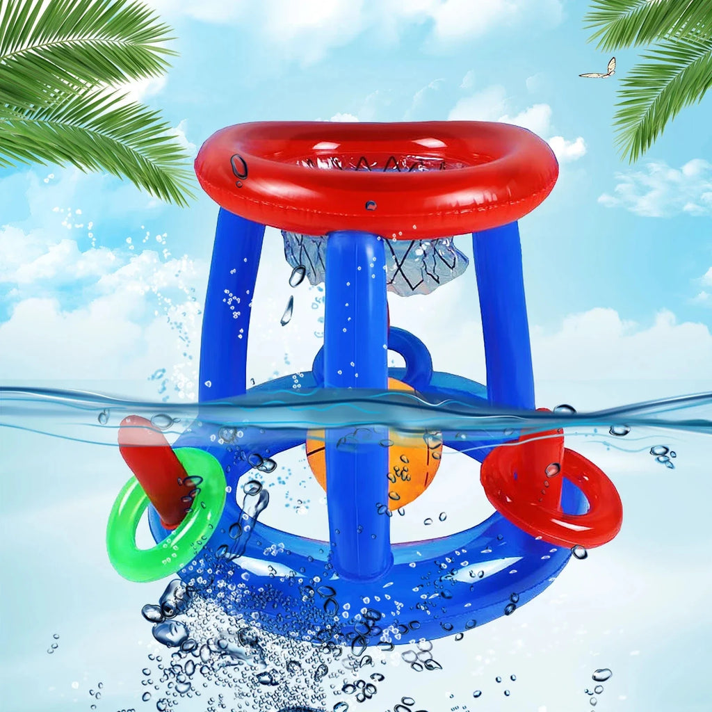 Inflatable Ring Throwing Ferrule Game Floating Basketball Hoop Interactive Water Sport Toy Party Favor Beach Fun Pool accessory