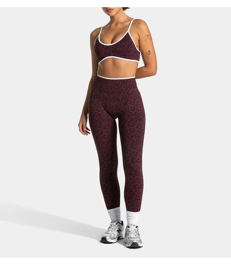 High Waist Leopard Print Yoga Pants, Butt Lifting Tummy Control Leggings 