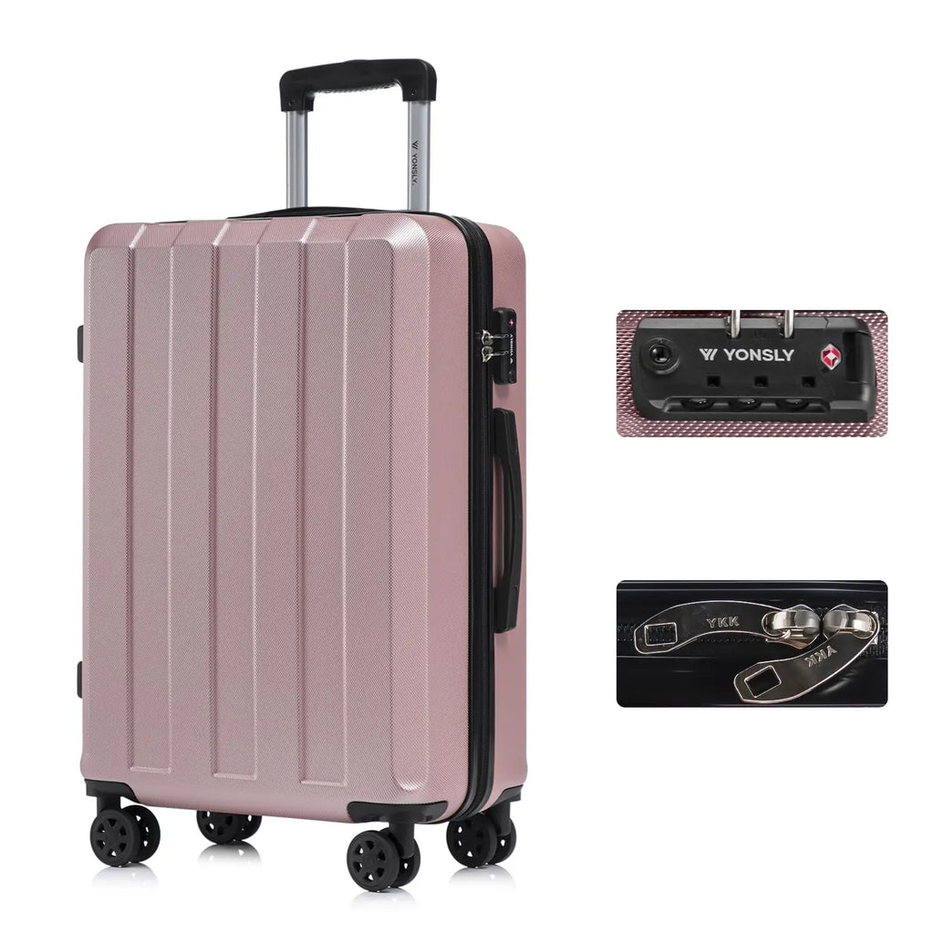 YONSLY Hardshell Suitcase 20/24/28 Inches with TSA Lock YKK Zipper 4 Silent 360° Wheels Mesh Compartment Trolley Rolling Luggage Hand Luggage Suitcase for Business Trips, Vacations, Family Journeys, and Weekend Getaways