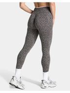 High Waist Leopard Print Yoga Pants, Butt Lifting Tummy Control Leggings 