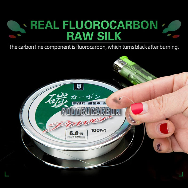 ZUKIBO 50M100M 100% Fluorocarbon Fishing Line Japanese Imported Carbon Fiber Line 1-25kg Monofilament Sinking Line Sea fishing Secondary image