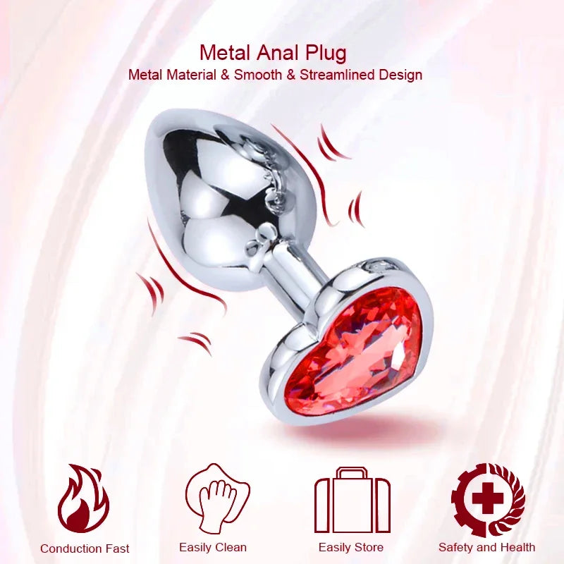 Metal Anal Plug for Women Men Couples Butt Plug Butt Toy Adult Game Masturbator Anal S/M/L Diamond Sex Toy for Adult Products Secondary image