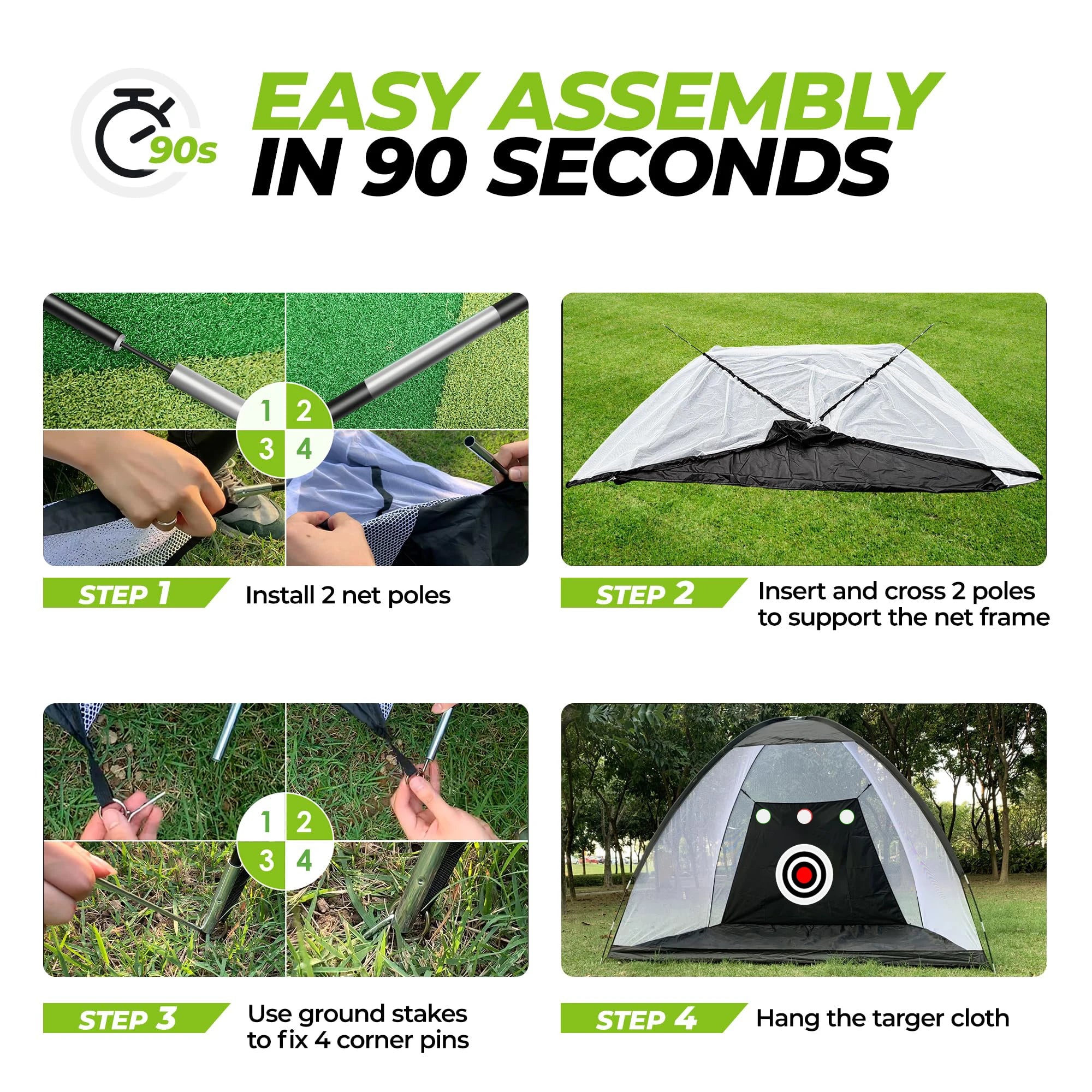 Golf Professional Practice Net Golf Hitting Cage Indoor Outdoor Exercise Practice Training Auxiliary Tool High Impact Hitting