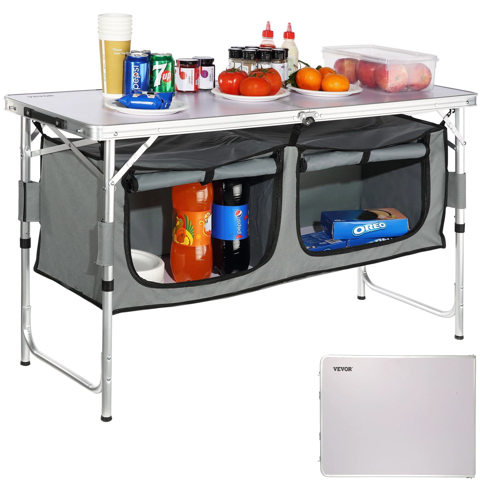 SucceBuy Camping Kitchen Table Quick set-up Folding Camping Table MDF Camping Table for Outdoor Picnics BBQ Camping RV Traveling