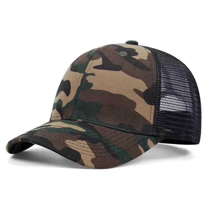 Military Camo Breathable Hard Top Baseball Cap | Wide Brim, Adjustable for Men & Women | Fishing, Hiking, Cycling Sun Hat Image principale du produit
