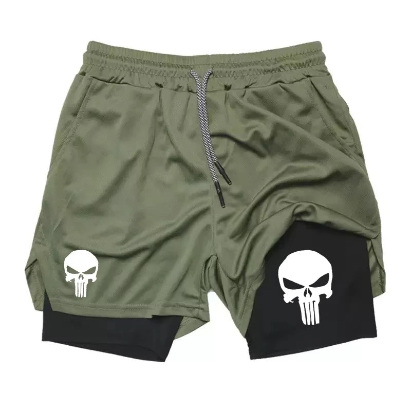 Print 2 in 1 Performance Shorts for Men Athletic Quick Dry Shorts with Phone Pocket Summer Gym Workout Running Shorts RL0302