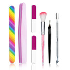 6Pcs/Set Professional Nail Files Manicure Sets Nail Suit Nail File Buffer Block Grinding Strip Cuticle Pusher Steel Pushing KIts