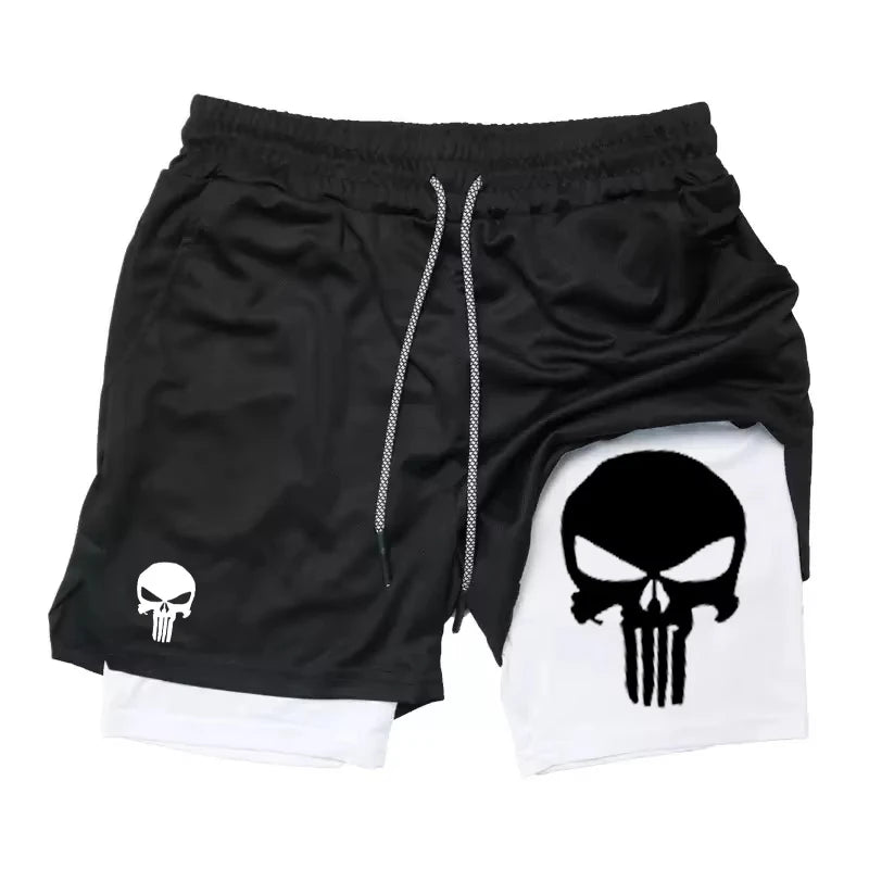 Print 2 in 1 Performance Shorts for Men Athletic Quick Dry Shorts with Phone Pocket Summer Gym Workout Running Shorts RL0302