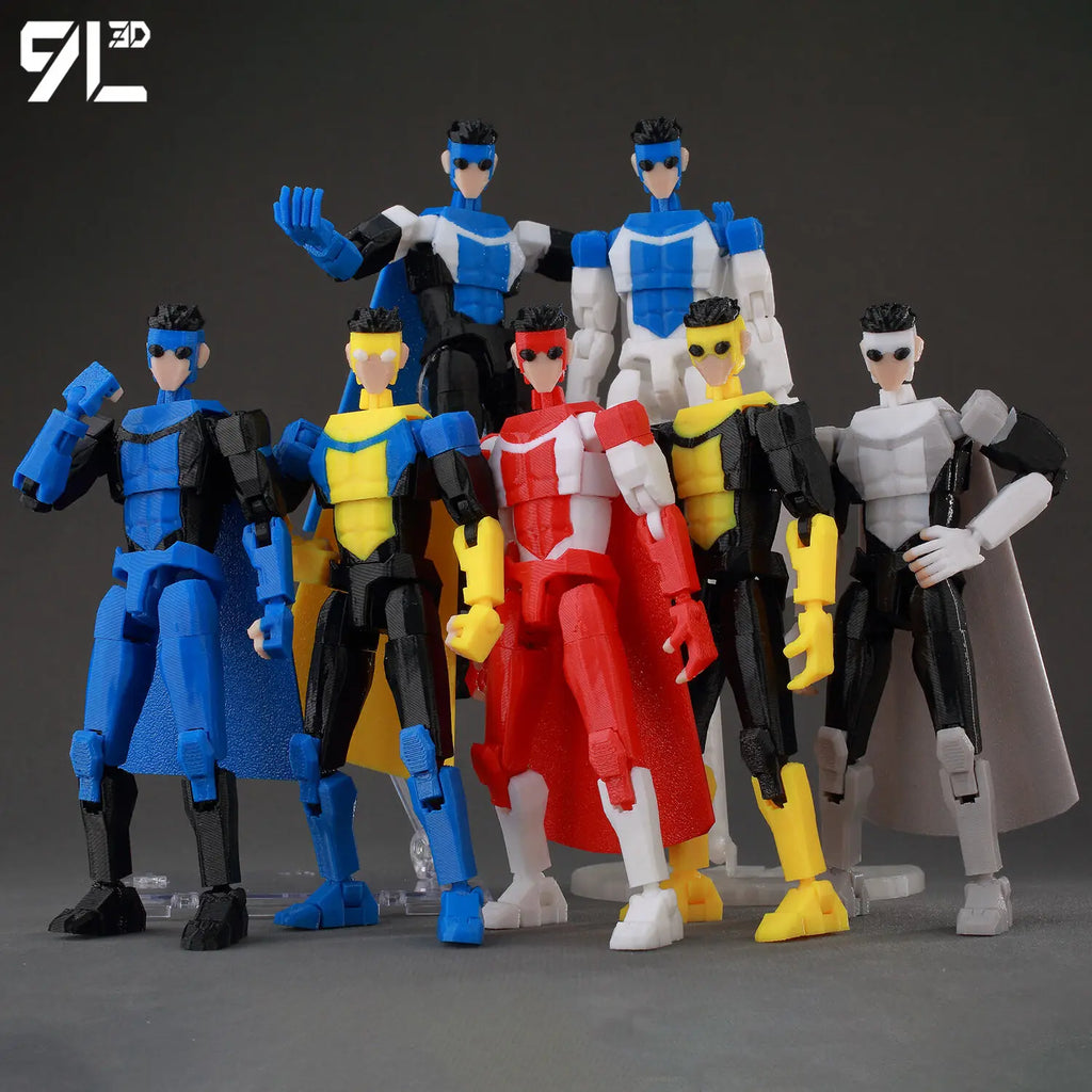9L3D Superhero Team Invincible Boy Heroes Action Figure Lucky13 Dummy13 Multi-Colored T13 Multi-Jointed Collectible Toys Titan13