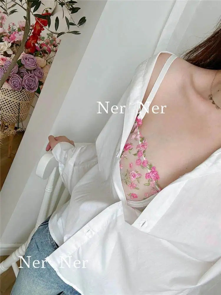YUQI French Luxury Lingerie Set - Sexy Floral Embroidery Black Bra & Panty Set, Sheer Transparent Seductive Women's Intimates
