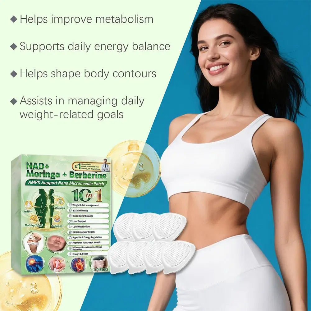 1-5X 10-in-1 Berberine x NAD+ Weight Management Assistance Patch Easy To Use Body Weight Loss Sticker Body Care Patch