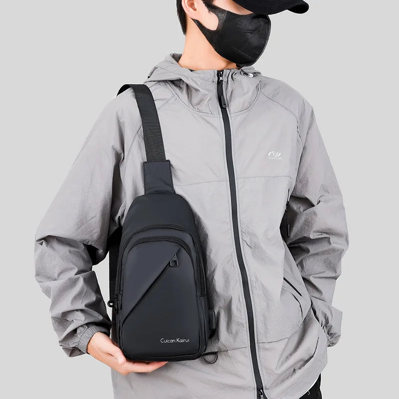 Men's Fashionable Casual Chest Bag Outdoor Cycling Waterproof Durable Sports Backpack Trendy Versatile Portable Crossbody Bag