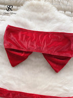 SINGREINY Christmas Erotic Lingerie Suits Ladies Strapless Bodycon Short Sleepwear Fashion Velvet Bow Sensual Underwear Sets