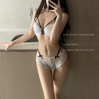 YUQI Alluring Japanese Lolita Lingerie Set Sweet Tea Mousse Bra & Knickers Lace Suspenders Free Shipping Bridal Valentine