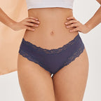 FINETOO 3Pcs Women Cotton Underwear Panties Sexy Lace Brazilian Briefs Low Waist Floral Solid Color G-string Breathable Lingerie