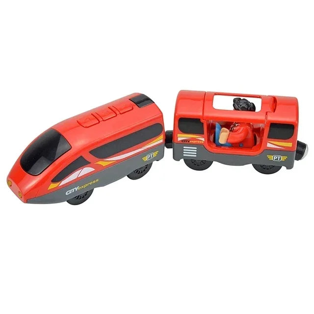 Wooden Locomotive Magnetic Electric Car Train Toys Fit Biro Wooden Diecast Slot Train Track Railway Educational Toys For Kids