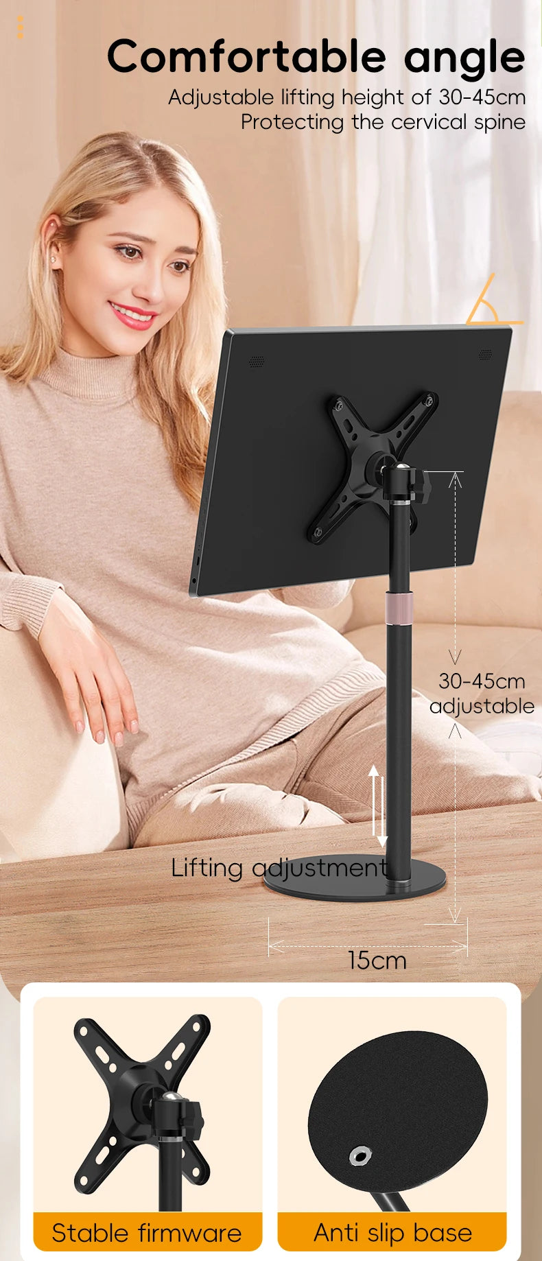 Artpowers VESA Monitor Desk Mount Single Monitor Stands Freestanding fits 13'' to 18'' Computer Screen with Height Adjustable