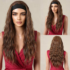 ALAN EATON Long Blonde Synthetic Headband Wig Ombre Blonde Straight Hair Wigs Natural Looking Heat Resistant Fiber for Daily Use
