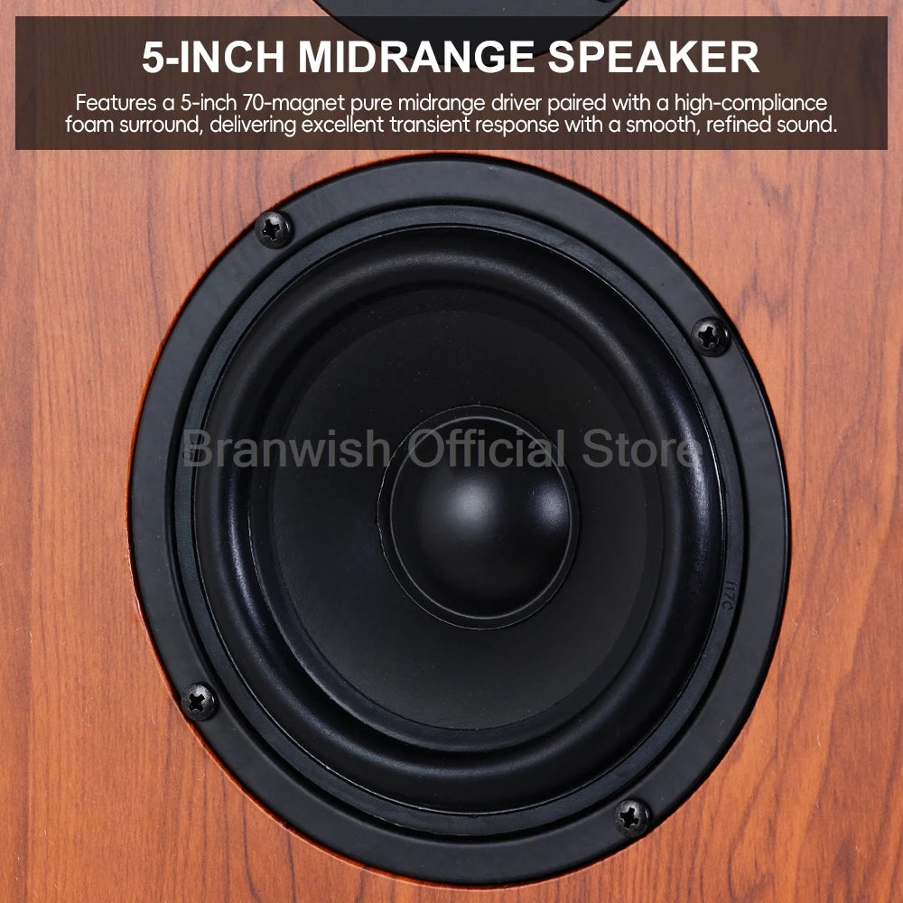 High Power Passive Speakers 8 Inch Floor Standing 3 Way Home Audio System 90dB Sensitivity Wooden Hifi Speakers A Pair