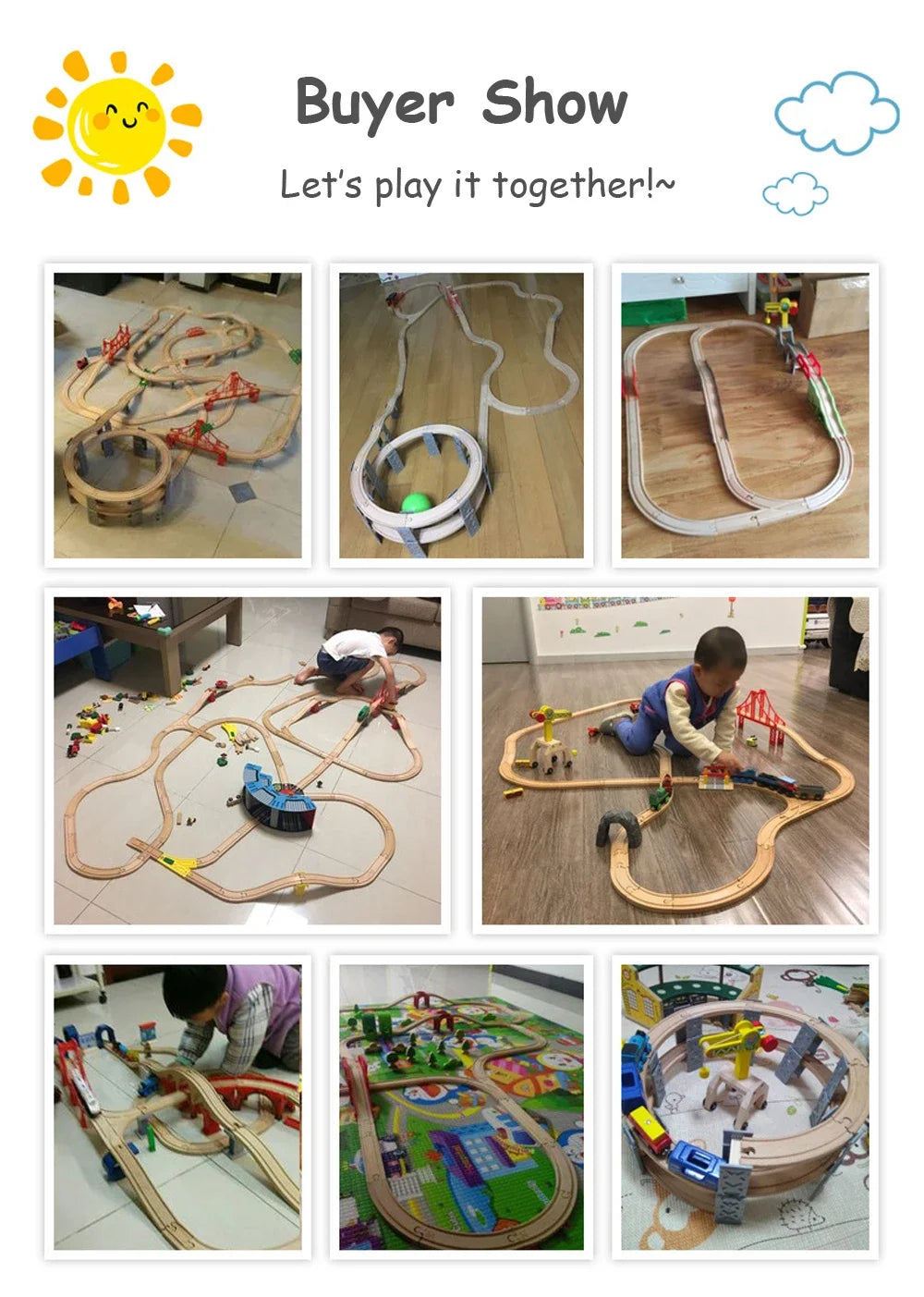 Wooden Train Track Assembly Toys For All Thomas Trains Car Bridge Piers Traffic Light Beech Wooden Railway Kid Creative Toy Secondary image