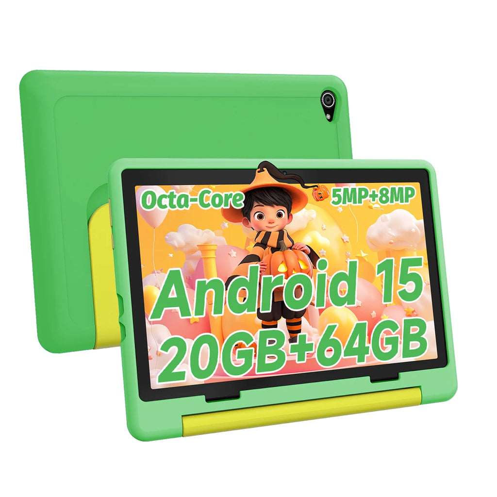 Kid Tablet 10Inch Android15 20GB RAM 64GB ROM 128GB Expandable 5000mAh 8-Core WiFi Bluetooth Children's Gift KIDOZ Kids Software