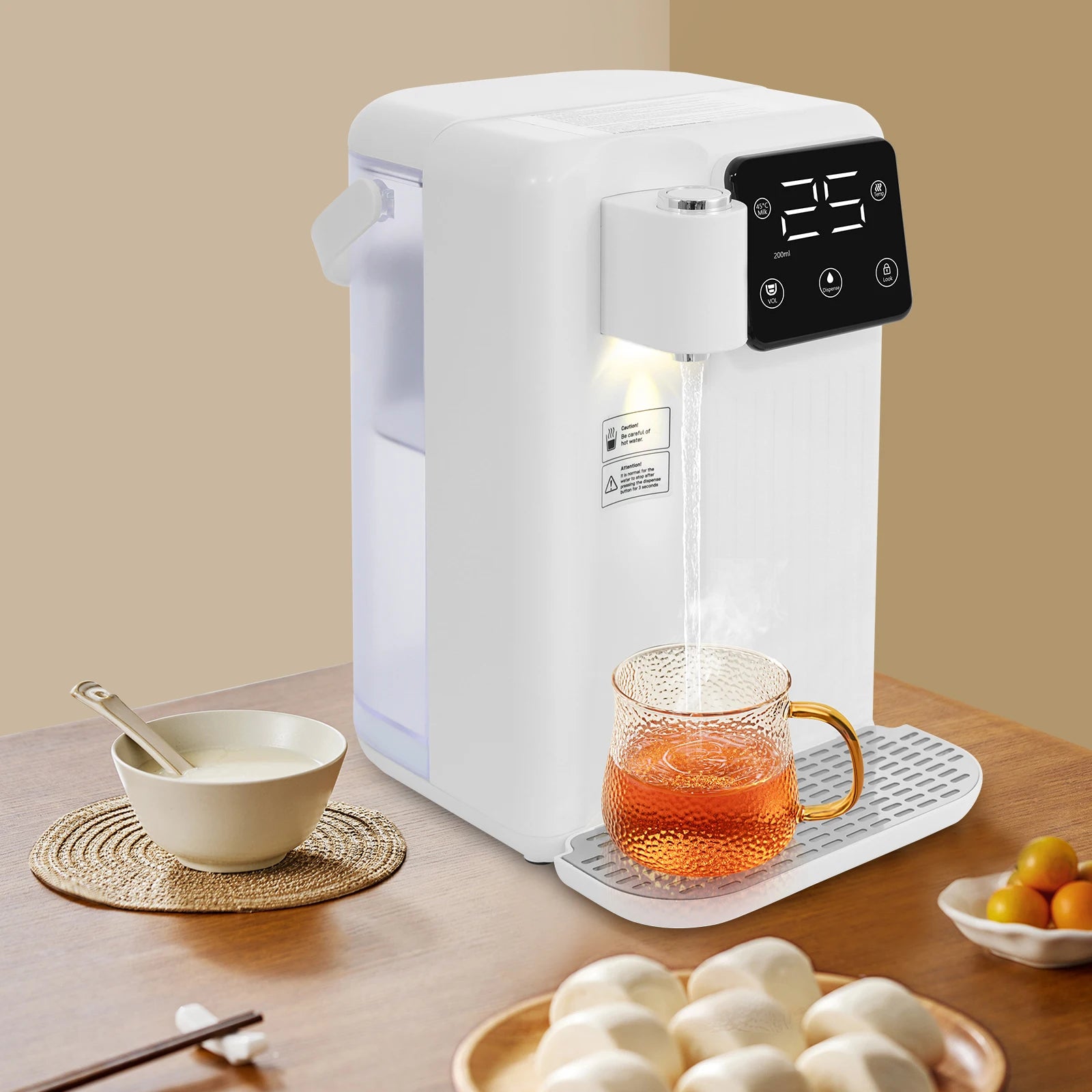 3L White Instant Hot Water Dispenser with LED Display 19*24*29.5cm Fast Heating Water Dispenser Office Desktop Water Dispenser