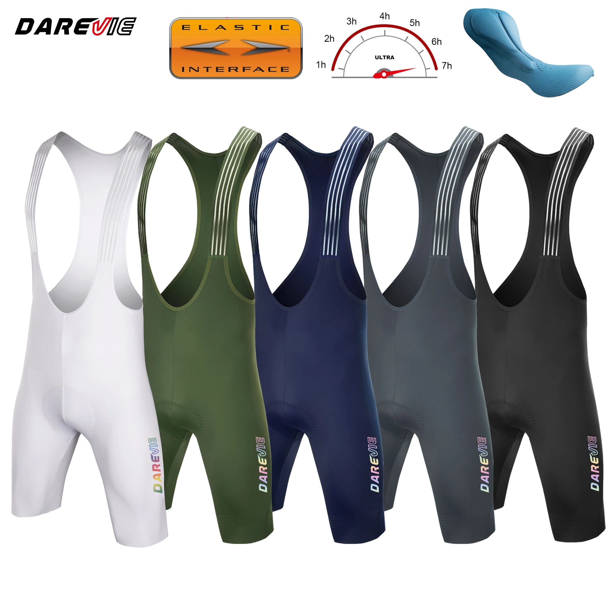 DAREVIE Cycling Bib Shorts Seamless 4.0 Italy ELASTIC-INTERFACE Pad Cycling Shorts Diamond Leg Gripper Men's Bretelelle Shorts Main image