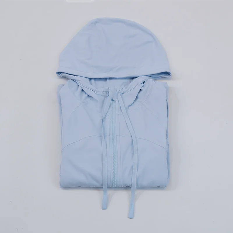 Women's hooded breathable outdoor running fitness yoga suit, woolen cardigan long sleeved top