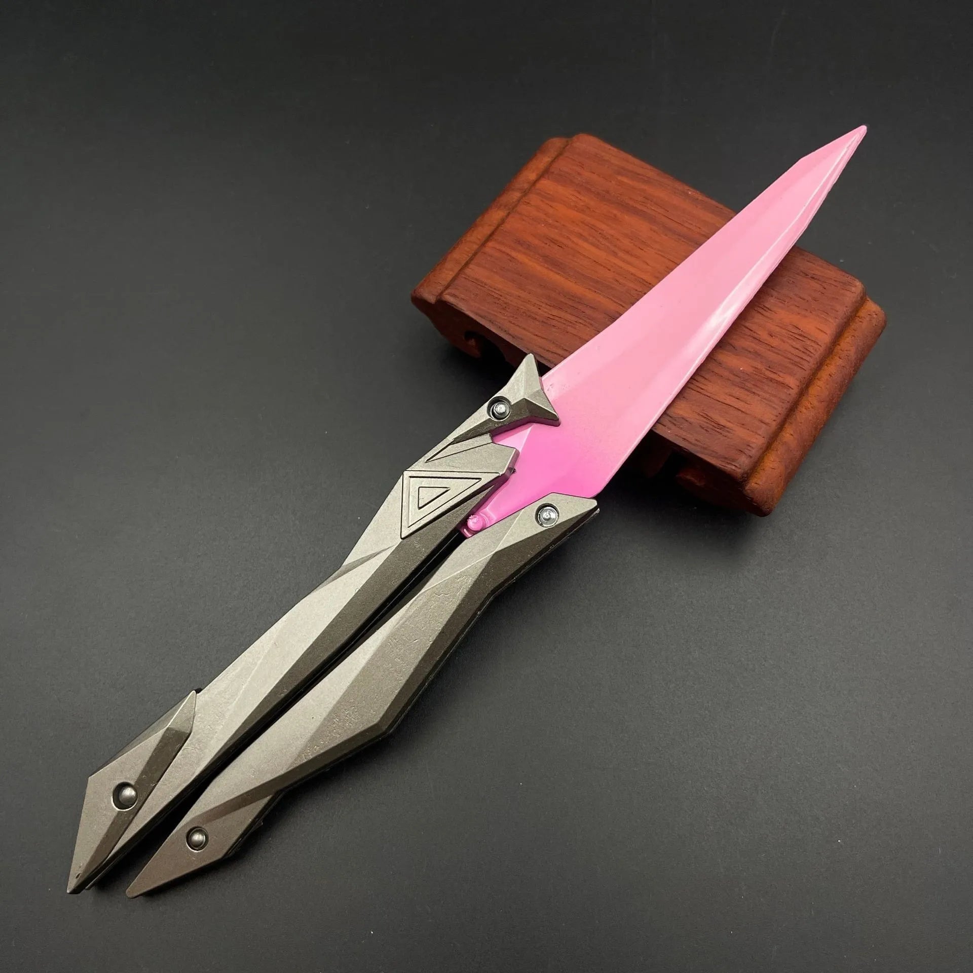 Tactical Shooter Foldable Butterfly Blade - 3D Engraved Collectible Toy Portable Melee Gear for Cosplay/Gaming Accessory Gifts