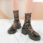 Women's Harajuku Kawaii Ladies Breathable Transparent Floral Lace Socks Sweet Mesh Fishnet Socks Soft Funny Socks Hosiery
