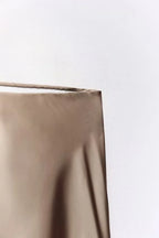 ETJ 2025  Women's spring new elegant fashion all-in-one stretch high-waisted A-line silk satin sag skirt multi-color option