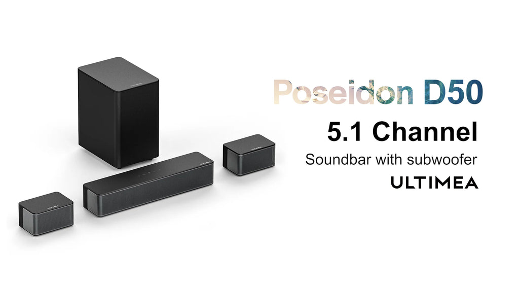 ULTIMEA 5.1 Virtual Surround Soundbar, 3D Surround Sound System, Soundbar for TV with Subwoofer and Rear Speakers, Poseidon D50
