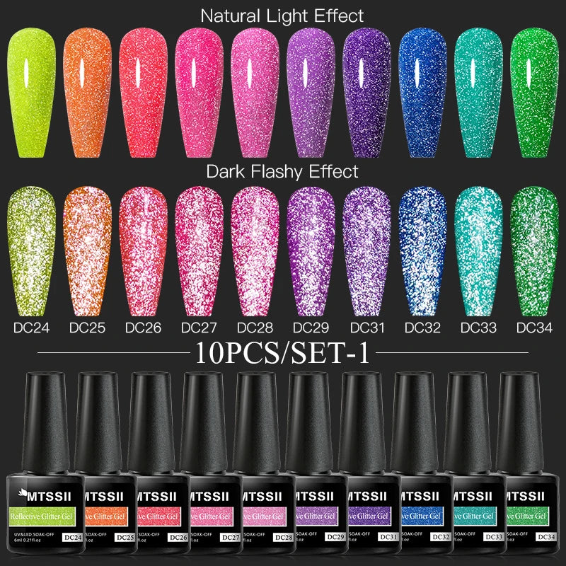 10/12PCS/SET Cat Magnetic Gel Nail Polish Set 9D Reflective Glitter Gel Semi Permanent UV Gel Soak Off Sparkling Nail Art Kits