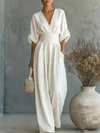 Solid Color Casual Loose Jumpsuits for Woman 2026 Summer Elegant Overalls Women's Jumpsuits And Rompers Bodysuit Female Clothes