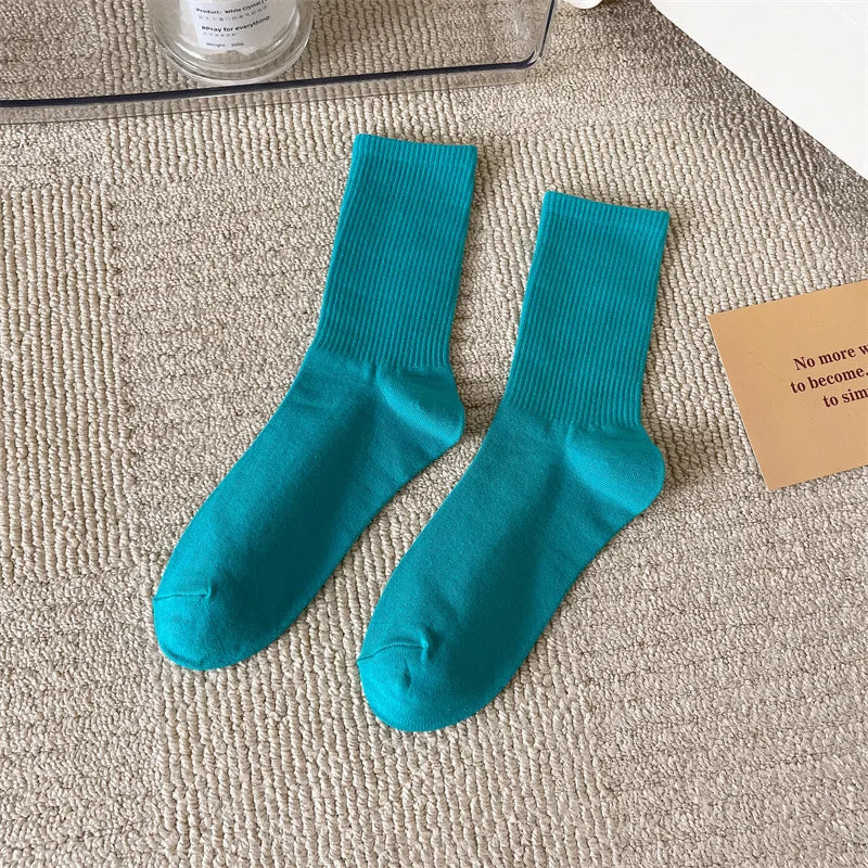 33 Colors Summer Cotton Soft Socks Happy Colorful Women's Mid-tube Stocking Fashion Trend Red Green Ankle Sox Autumn Hosiery