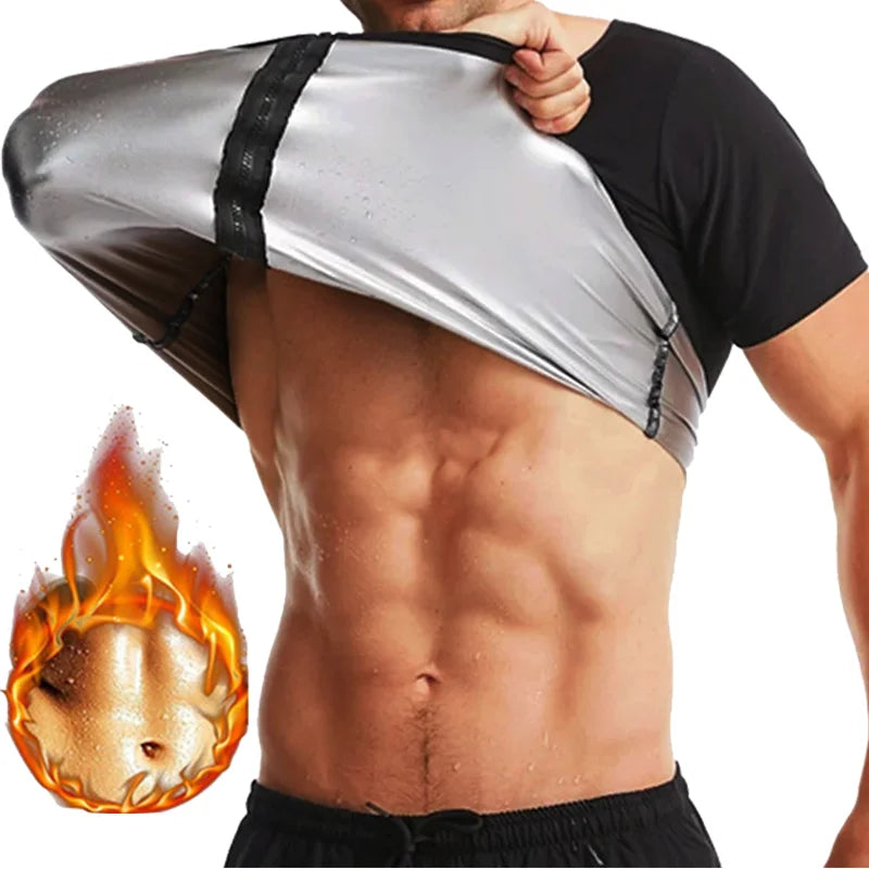 Men Sweat Sauna T-shirt Heat Trapping Compression Shirts Waist Trainer Sportswear Slimming Sauna Suit Fitness Fat Burning Tops Image principale du produit