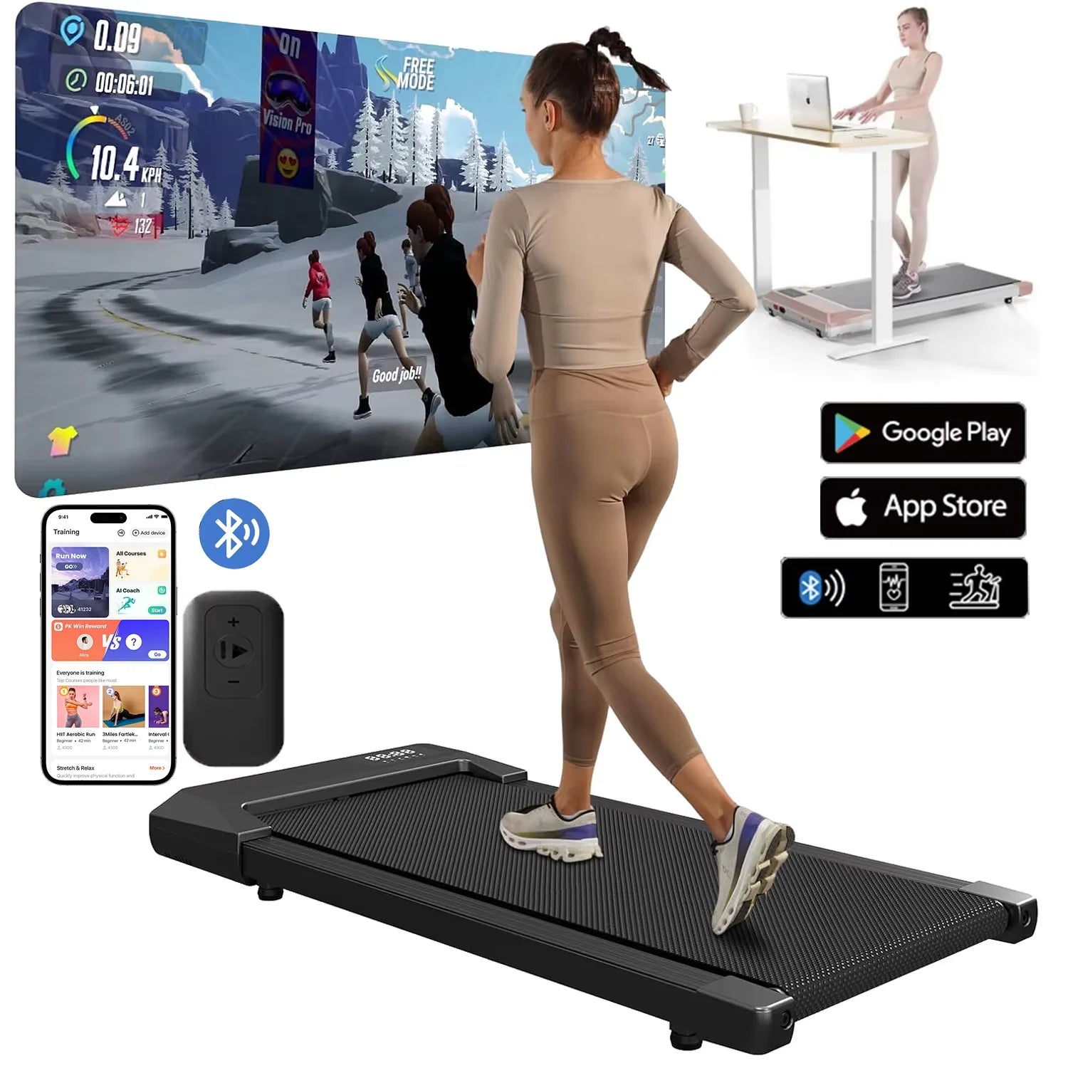 300lbs Treadmill for Home 2.5HP Treadmills Walking Pad LCD Digital Data Display 2in1 Walking Running Fitness Exercise Machine Image principale du produit