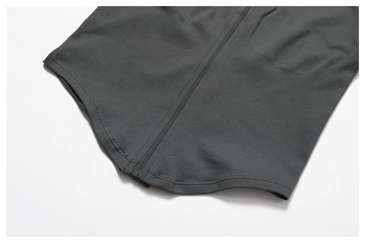 Women's Zipper Crop Sports Jacket Long Sleeve Yoga T-Shirt Solid Quick Dry Fitness Top Gym Running Workout Sportswear