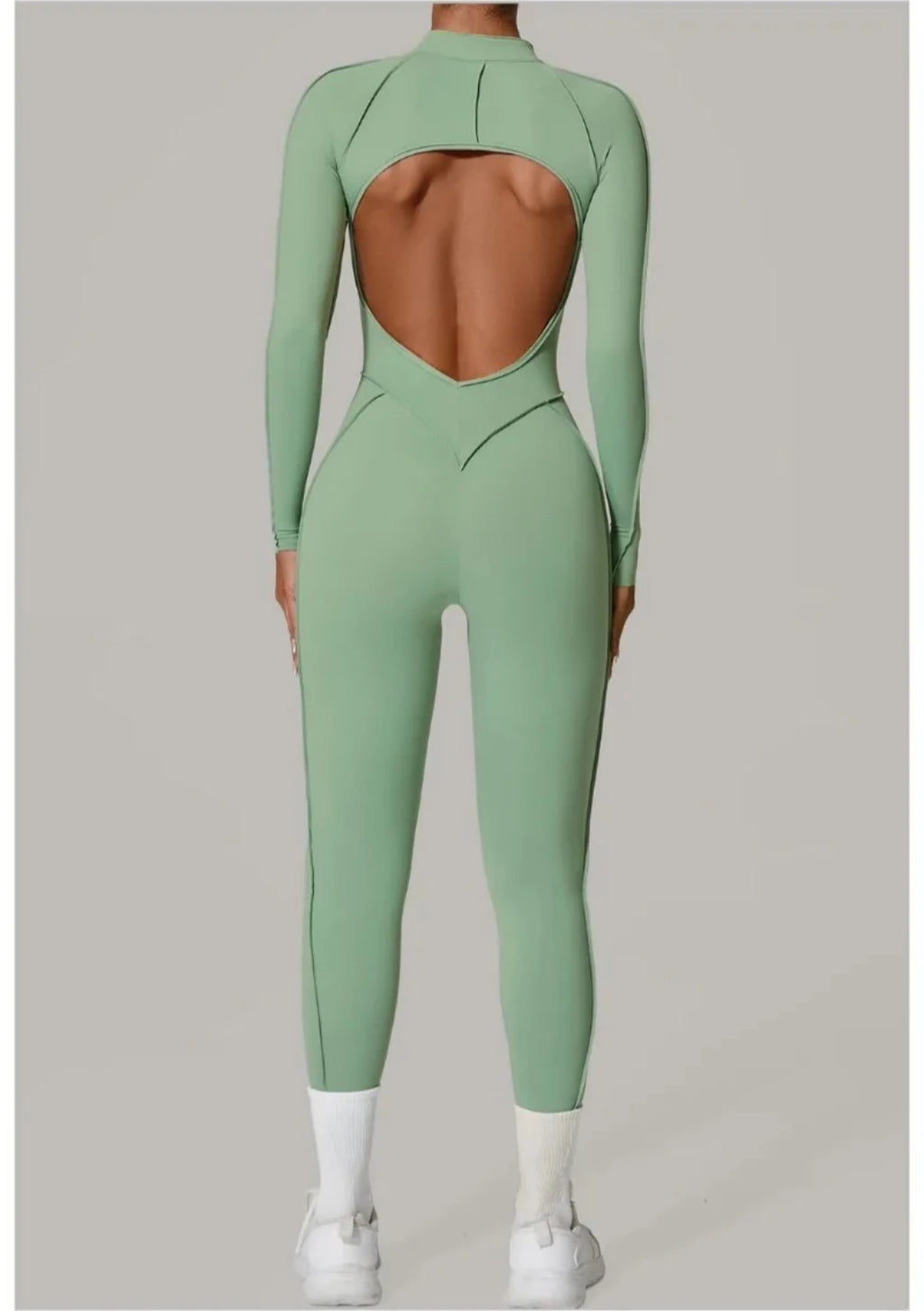 Women's Yoga Jumpsuit Hip Lift Sports Fitness Removable Padding Backless Zipper Leggings One-Piece Running Workout Gym Jumpsuit