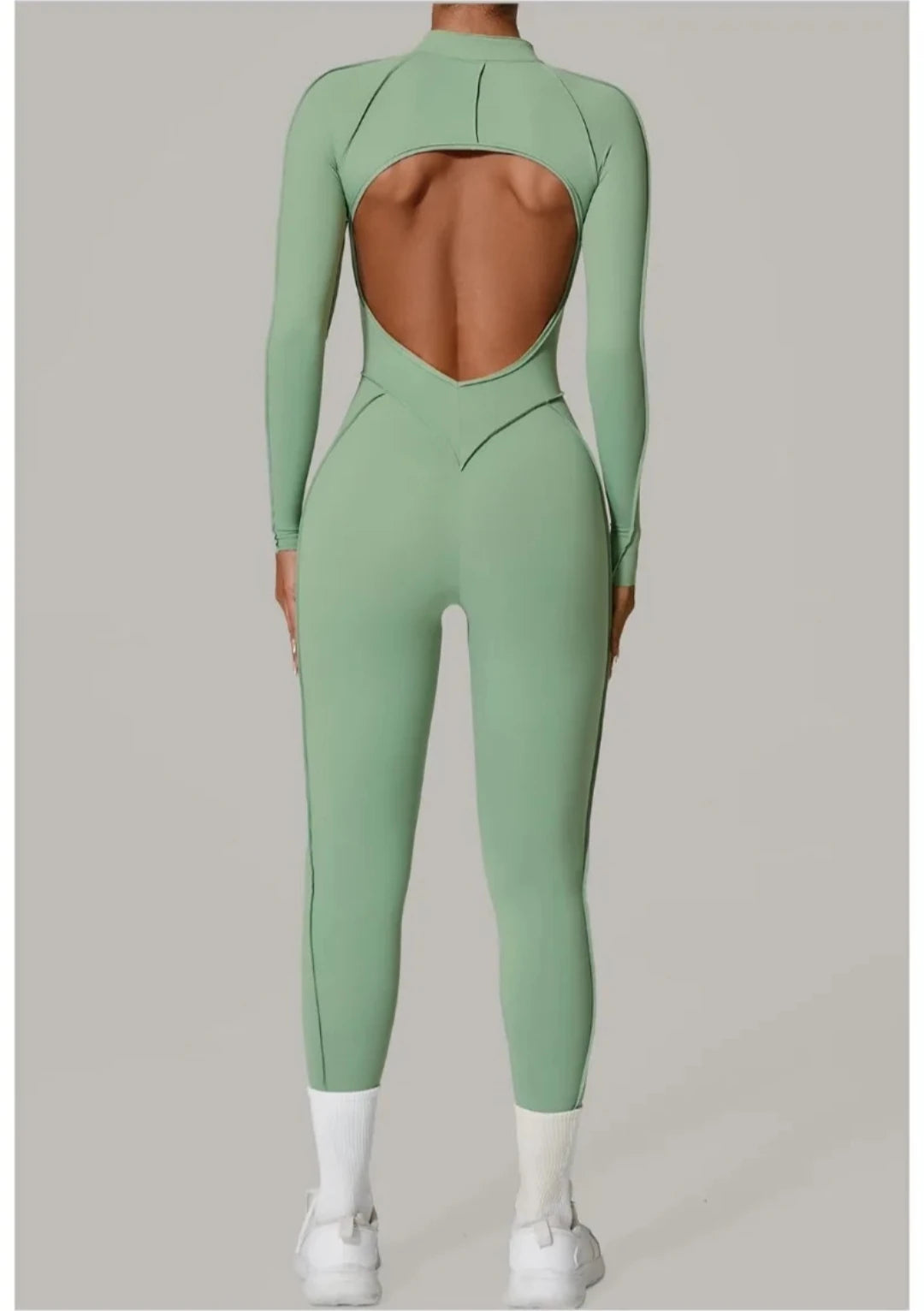 Women's Yoga Jumpsuit Hip Lift Sports Fitness Removable Padding Backless Zipper Leggings One-Piece Running Workout Gym Jumpsuit