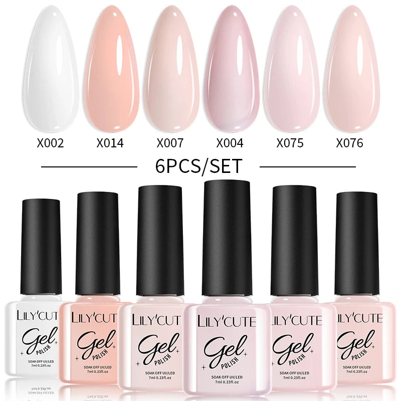 LILYCUTE Nail Gel Polish Set Pink Green Spring DIY Nail Art Design Long Lasting Soak Off UV Gel Manicure Painting Gel Vernis Kit