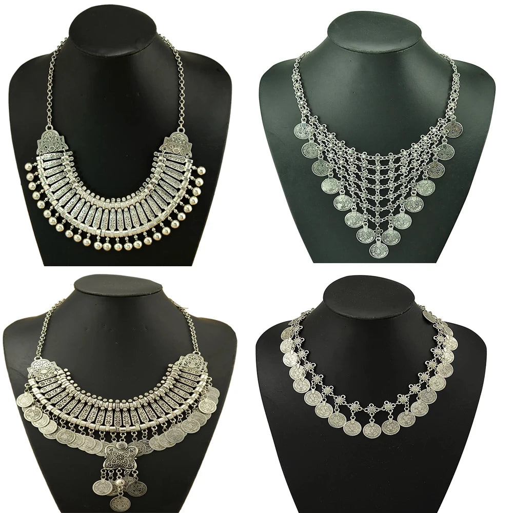 Multi-style Vintage Coin Choker Necklace for Women Boho Afghan Ethnic Gypsy Native Tribal Dress Turkish Pakistan Indian Jewelry Image principale du produit