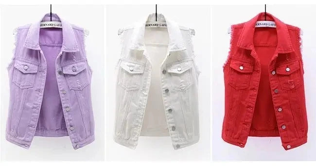 Fashion Denim Vest Women's Cropped Spring Summer Sleeveless Tops Short Jackets Waistcoat Top Outerwear Jean Cowboy Female