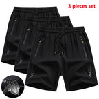 3 Pieces New Running Shorts Men Gym Sports Shorts Quick Dry Workout Training Fitness Jogging Short Pants Man Summer Board Shorts